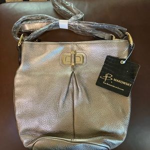 B Makowsky Metallic Shoulder Bag